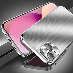Apple iPhone 14用ケース 高級感 手触り良い アルミメタル 製の金属製 カバー M06 アップル シルバー