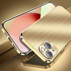 Apple iPhone 14用ケース 高級感 手触り良い アルミメタル 製の金属製 カバー M06 アップル ゴールド