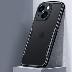 Apple iPhone 14用ハイブリットバンパーケース クリア透明 プラスチック 鏡面 カバー M01 アップル ブラック