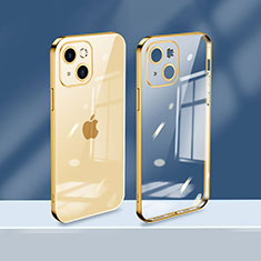 Apple iPhone 14用極薄ソフトケース シリコンケース 耐衝撃 全面保護 クリア透明 H08 アップル ゴールド
