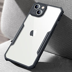 Apple iPhone 14用ハイブリットバンパーケース クリア透明 プラスチック 鏡面 カバー アップル ブラック