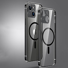 Apple iPhone 14用ケース 高級感 手触り良い メタル兼プラスチック バンパー Mag-Safe 磁気 Magnetic JL3 アップル ブラック