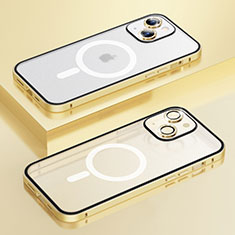 Apple iPhone 14用ケース 高級感 手触り良い メタル兼プラスチック バンパー Mag-Safe 磁気 Magnetic Bling-Bling LF1 アップル ゴールド