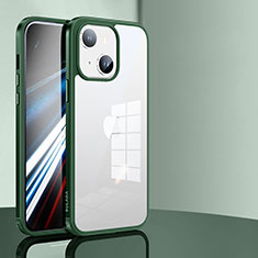 Apple iPhone 14用ハイブリットバンパーケース クリア透明 プラスチック カバー LD1 アップル グリーン