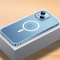 Apple iPhone 14用ケース 高級感 手触り良い メタル兼プラスチック バンパー Mag-Safe 磁気 Magnetic QC2 アップル ネイビー