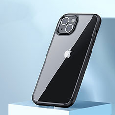 Apple iPhone 14用ハイブリットバンパーケース クリア透明 プラスチック カバー QC3 アップル ブラック