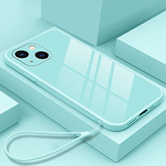Apple iPhone 14 Plus用ハイブリットバンパーケース プラスチック 鏡面 カバー M03 アップル ブルー