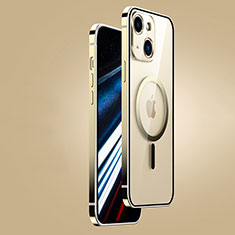 Apple iPhone 14 Plus用ケース 高級感 手触り良い メタル兼プラスチック バンパー Mag-Safe 磁気 Magnetic JB1 アップル ゴールド