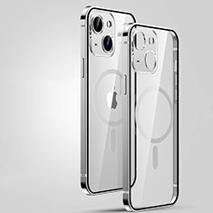 Apple iPhone 14 Plus用ケース 高級感 手触り良い メタル兼プラスチック バンパー Mag-Safe 磁気 Magnetic JL3 アップル シルバー