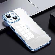Apple iPhone 14 Plus用ハイブリットバンパーケース クリア透明 プラスチック カバー LD2 アップル ブルー