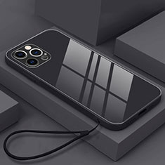 Apple iPhone 14 Pro用ハイブリットバンパーケース プラスチック 鏡面 カバー M09 アップル ブラック