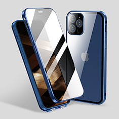 Apple iPhone 14 Pro用ケース 高級感 手触り良い アルミメタル 製の金属製 360度 フルカバーバンパー 鏡面 カバー M06 アップル ネイビー