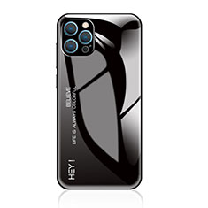 Apple iPhone 14 Pro用ハイブリットバンパーケース プラスチック 鏡面 虹 グラデーション 勾配色 カバー アップル ブラック