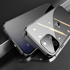 Apple iPhone 14 Pro用ケース 高級感 手触り良い アルミメタル 製の金属製 360度 フルカバーバンパー 鏡面 カバー M04 アップル ブラック