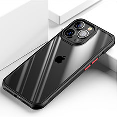 Apple iPhone 14 Pro用ハイブリットバンパーケース クリア透明 プラスチック 鏡面 カバー M03 アップル ブラック