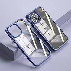 Apple iPhone 14 Pro用ハイブリットバンパーケース クリア透明 プラスチック 鏡面 カバー M04 アップル ミッドナイトネイビー