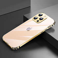 Apple iPhone 14 Pro用ケース 高級感 手触り良い アルミメタル 製の金属製 バンパー カバー A06 アップル ゴールド