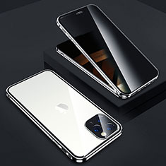 Apple iPhone 14 Pro用ケース 高級感 手触り良い アルミメタル 製の金属製 360度 フルカバーバンパー 鏡面 カバー Z05 アップル シルバー