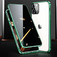 Apple iPhone 14 Pro用ケース 高級感 手触り良い アルミメタル 製の金属製 360度 フルカバーバンパー 鏡面 カバー M03 アップル グリーン