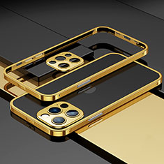 Apple iPhone 14 Pro用ケース 高級感 手触り良い アルミメタル 製の金属製 バンパー カバー A03 アップル ゴールド