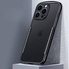 Apple iPhone 14 Pro用ハイブリットバンパーケース クリア透明 プラスチック 鏡面 カバー M01 アップル ブラック
