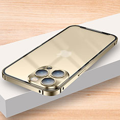 Apple iPhone 14 Pro用ケース 高級感 手触り良い メタル兼プラスチック バンパー LK2 アップル ゴールド