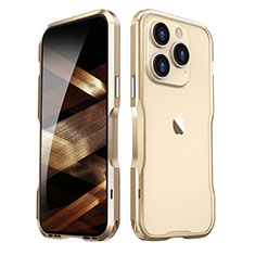 Apple iPhone 14 Pro用ケース 高級感 手触り良い アルミメタル 製の金属製 バンパー カバー LF2 アップル ゴールド