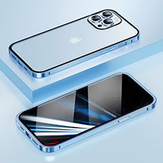 Apple iPhone 14 Pro用ケース 高級感 手触り良い メタル兼プラスチック バンパー LF4 アップル ネイビー