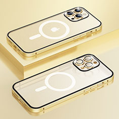 Apple iPhone 14 Pro用ケース 高級感 手触り良い メタル兼プラスチック バンパー Mag-Safe 磁気 Magnetic Bling-Bling LF1 アップル ゴールド