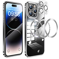 Apple iPhone 14 Pro用ケース 高級感 手触り良い メタル兼プラスチック バンパー Mag-Safe 磁気 Magnetic LF3 アップル ブラック