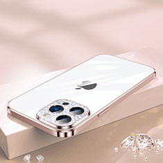 Apple iPhone 14 Pro用極薄ソフトケース シリコンケース 耐衝撃 全面保護 クリア透明 Bling-Bling LD2 アップル ローズゴールド