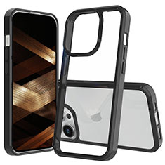 Apple iPhone 14 Pro用360度 フルカバー ハイブリットバンパーケース クリア透明 プラスチック カバー ZJ1 アップル ブラック
