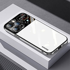 Apple iPhone 14 Pro用ハイブリットバンパーケース プラスチック 鏡面 カバー AT1 アップル ホワイト