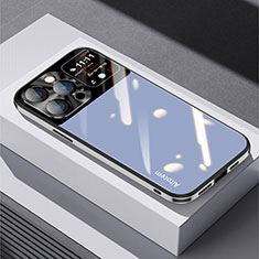 Apple iPhone 14 Pro用ハイブリットバンパーケース プラスチック 鏡面 カバー AT1 アップル ネイビー