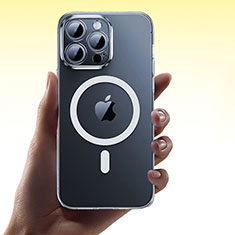 Apple iPhone 14 Pro用極薄ソフトケース シリコンケース 耐衝撃 全面保護 クリア透明 カバー Mag-Safe 磁気 Magnetic M01 アップル クリア