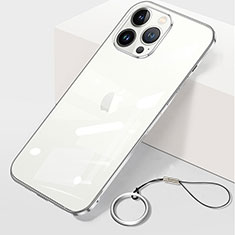 Apple iPhone 14 Pro Max用ハードカバー クリスタル クリア透明 H09 アップル シルバー