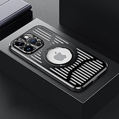 Apple iPhone 14 Pro Max用ケース 高級感 手触り良い アルミメタル 製の金属製 兼シリコン カバー Mag-Safe 磁気 Magnetic TX1 アップル ブラック
