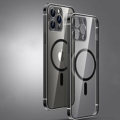 Apple iPhone 14 Pro Max用ケース 高級感 手触り良い メタル兼プラスチック バンパー Mag-Safe 磁気 Magnetic JL3 アップル ブラック