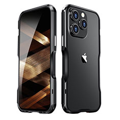 Apple iPhone 14 Pro Max用ケース 高級感 手触り良い アルミメタル 製の金属製 バンパー カバー LF2 アップル ブラック