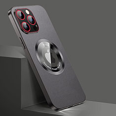 Apple iPhone 14 Pro Max用ケース 高級感 手触り良いレザー柄 Mag-Safe 磁気 Magnetic QC1 アップル ブラック