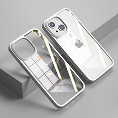 Apple iPhone 15用ハイブリットバンパーケース クリア透明 プラスチック 鏡面 カバー M04 アップル ホワイト