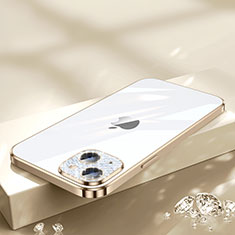 Apple iPhone 15用極薄ソフトケース シリコンケース 耐衝撃 全面保護 クリア透明 Bling-Bling LD2 アップル ゴールド