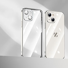 Apple iPhone 15 Plus用極薄ソフトケース シリコンケース 耐衝撃 全面保護 クリア透明 H10 アップル シルバー