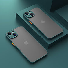 Apple iPhone 15 Plus用ハイブリットバンパーケース クリア透明 プラスチック カバー LS1 アップル モスグリー