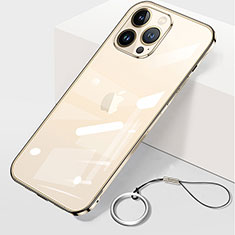 Apple iPhone 15 Pro用ハードカバー クリスタル クリア透明 H09 アップル ゴールド