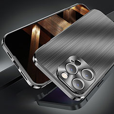 Apple iPhone 15 Pro用ケース 高級感 手触り良い アルミメタル 製の金属製 カバー M06 アップル ブラック
