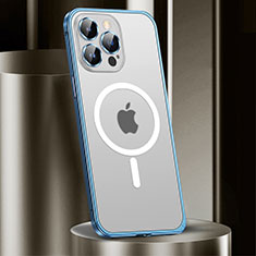 Apple iPhone 15 Pro用ケース 高級感 手触り良い メタル兼プラスチック バンパー Mag-Safe 磁気 Magnetic JL2 アップル ネイビー