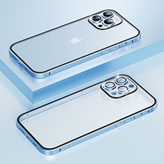Apple iPhone 15 Pro用ケース 高級感 手触り良い メタル兼プラスチック バンパー LF3 アップル ネイビー