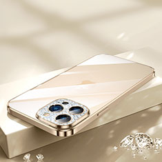 Apple iPhone 15 Pro用極薄ソフトケース シリコンケース 耐衝撃 全面保護 クリア透明 Bling-Bling LD2 アップル ゴールド