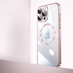 Apple iPhone 15 Pro用ハードカバー クリスタル クリア透明 Mag-Safe 磁気 Magnetic QC2 アップル ローズゴールド